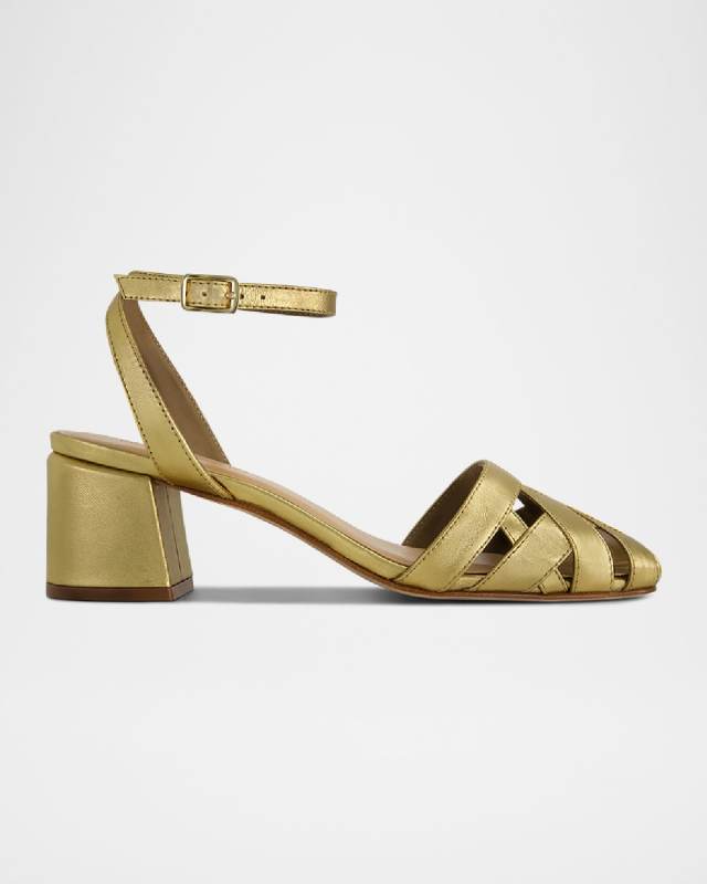 Atlas Woven Leather Ankle-Strap Pumps